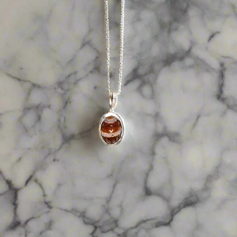 Red Sardonyx Scarab Bezel Set Pendant