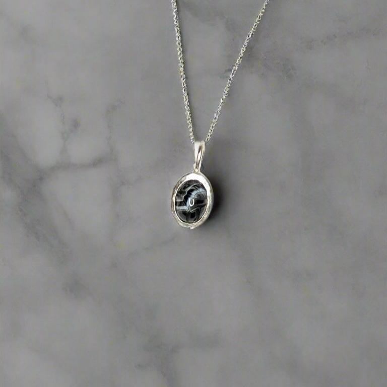 Black Sardonyx Scarab Bezel Set Pendant