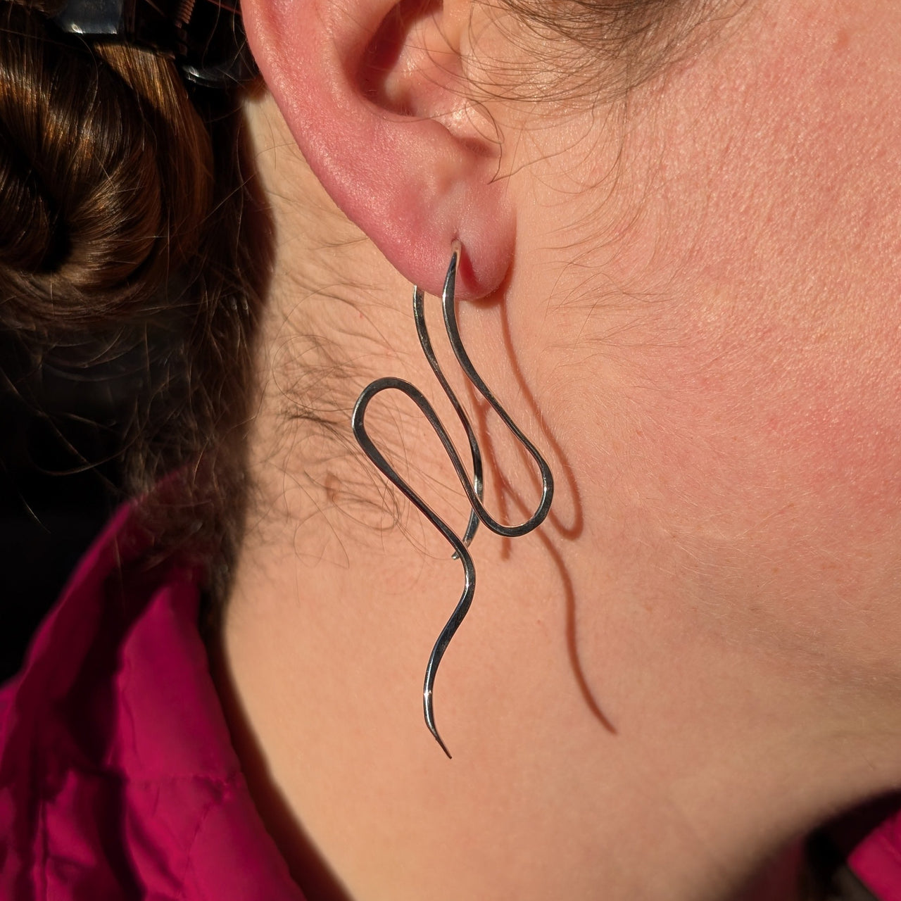 Silver Swoop Earrings