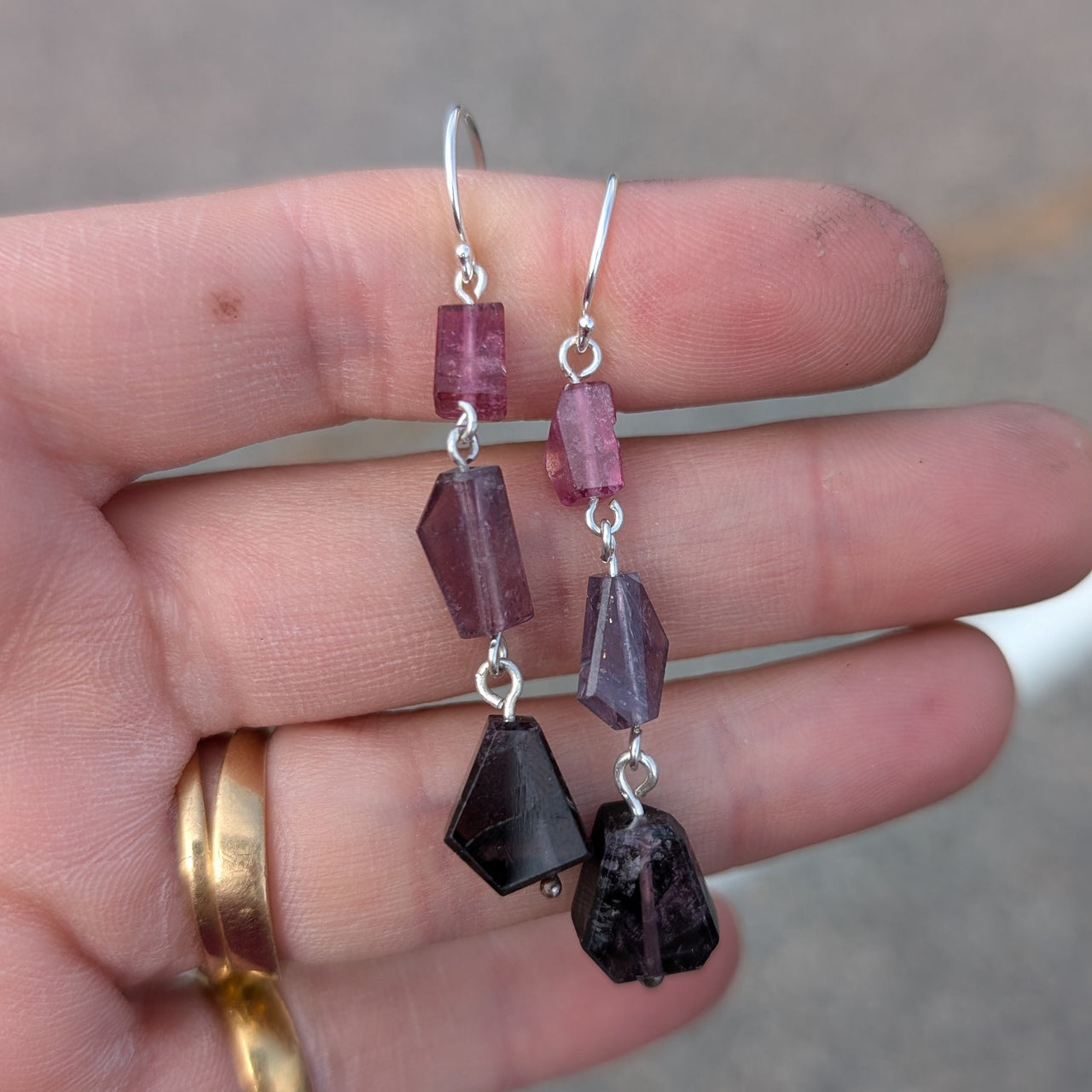 Tourmaline Dangle Earrings in Silver