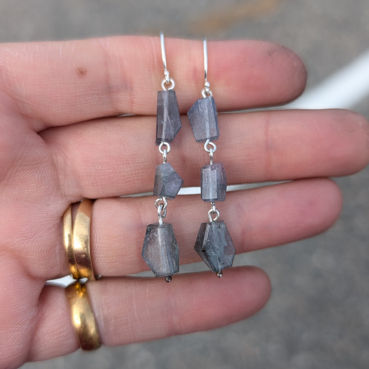 Tourmaline Dangle Earrings in Silver #2