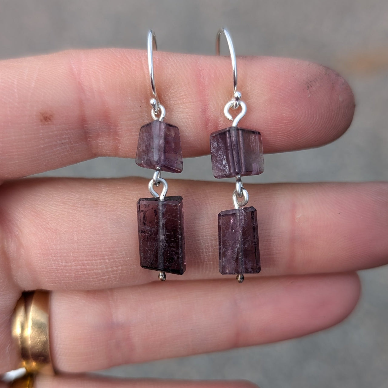 Tourmaline Dangle Earrings in Silver #6