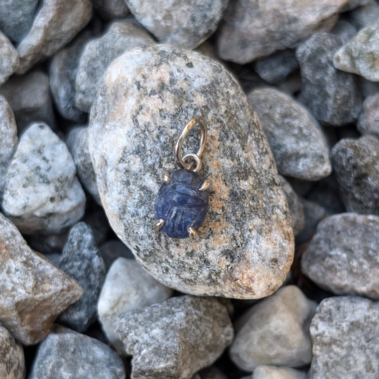 Sodalite Scarab Prong Set Pendant