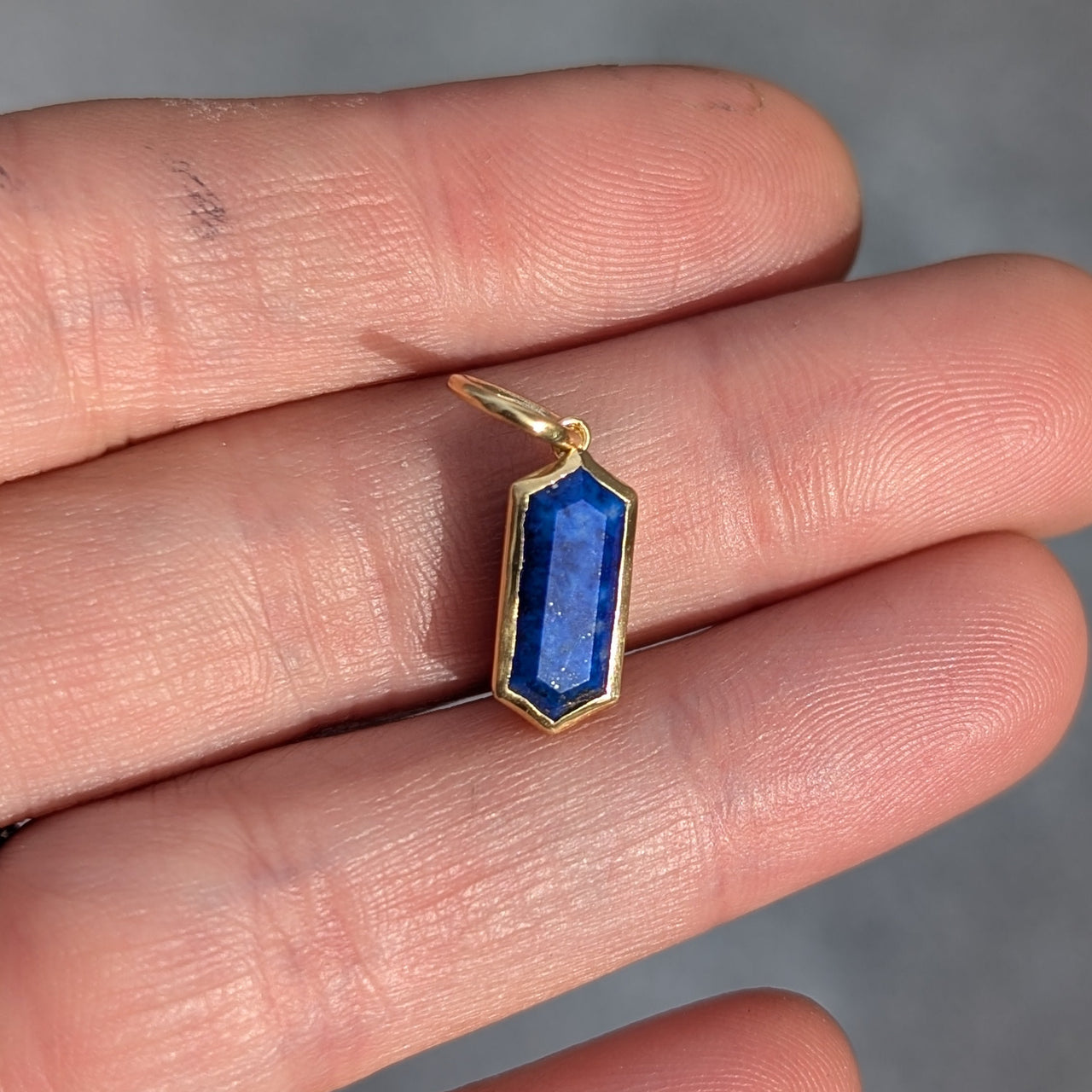 18k Lapis Lazuli Elongated Hex Charm