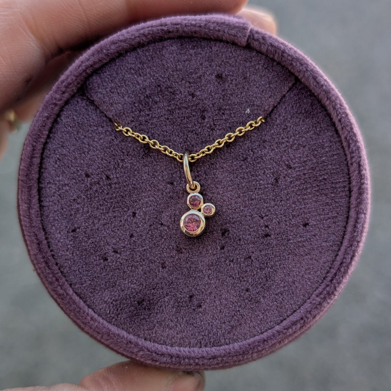 14k Rhodolite Garnet Caviar Charm Ready to ship