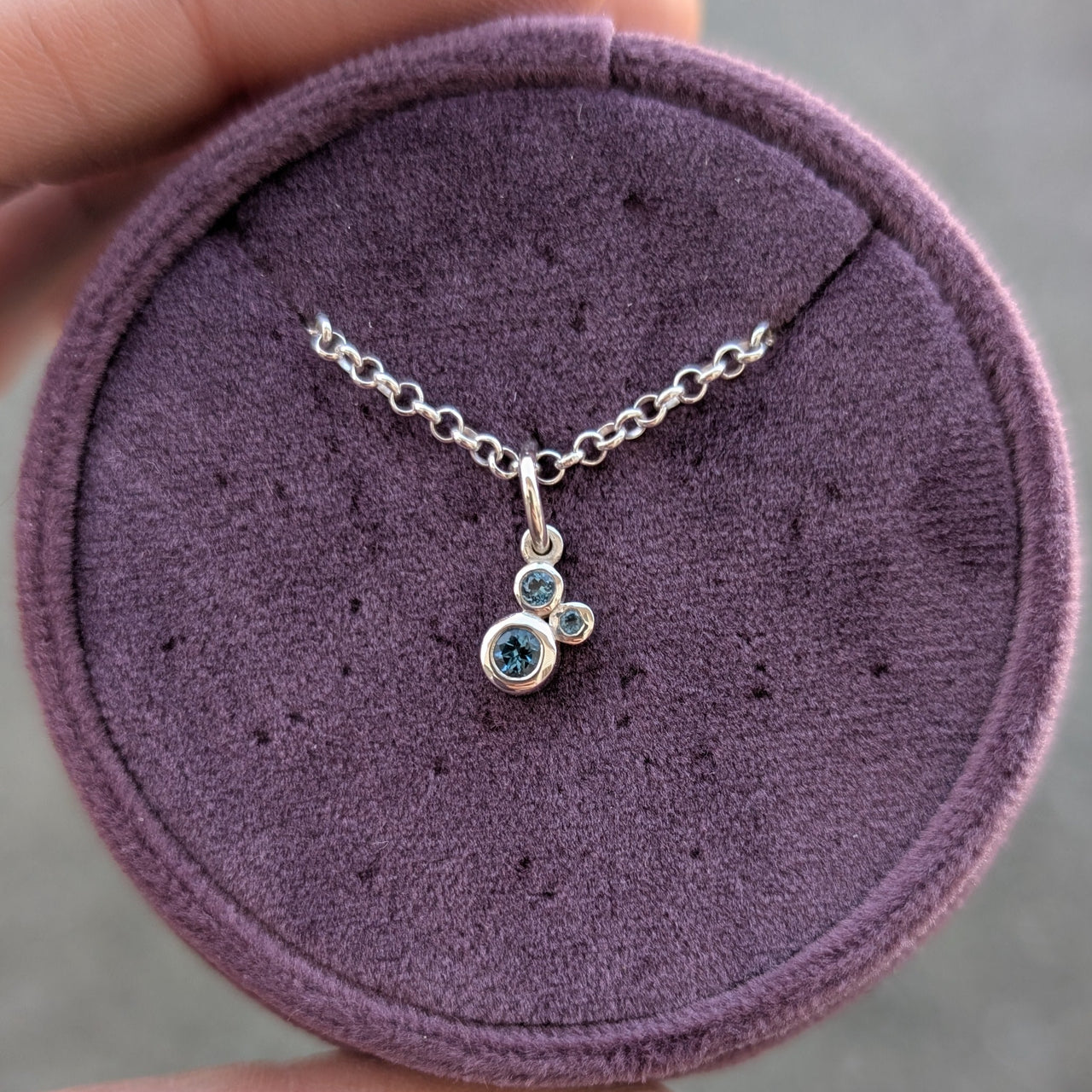 Silver London Blue Topaz Caviar Charm Ready to ship