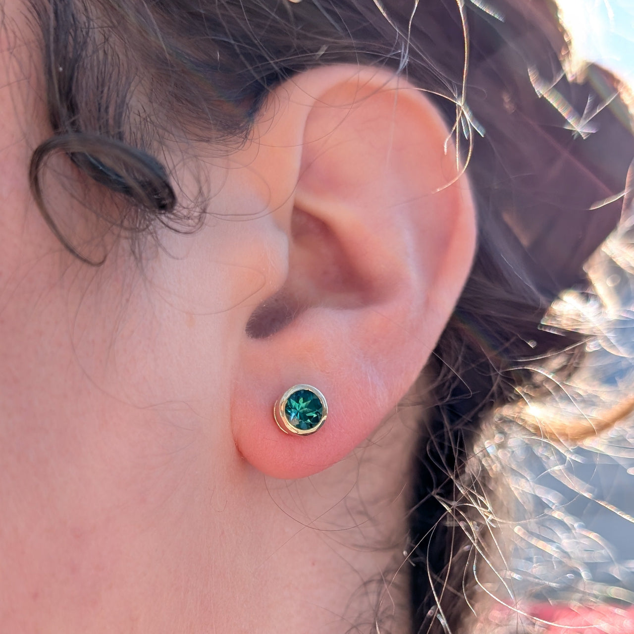 Concept: Bezel Set Green Tourmaline Studs