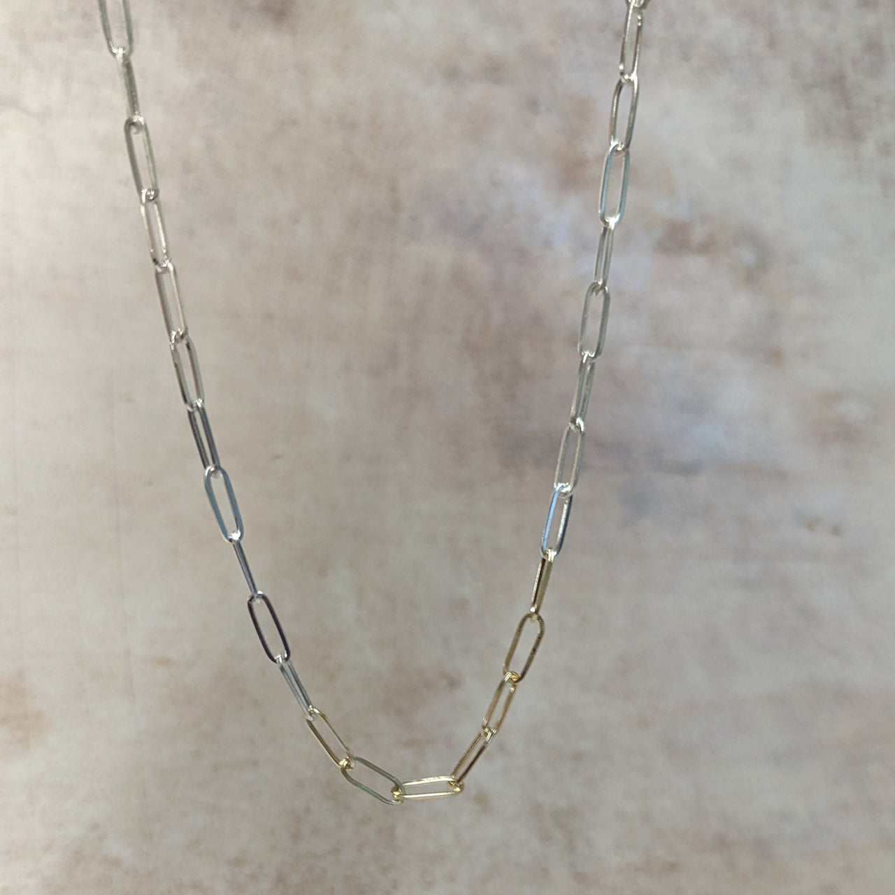 Paperclip Necklace Silver with 18k Gold Accent